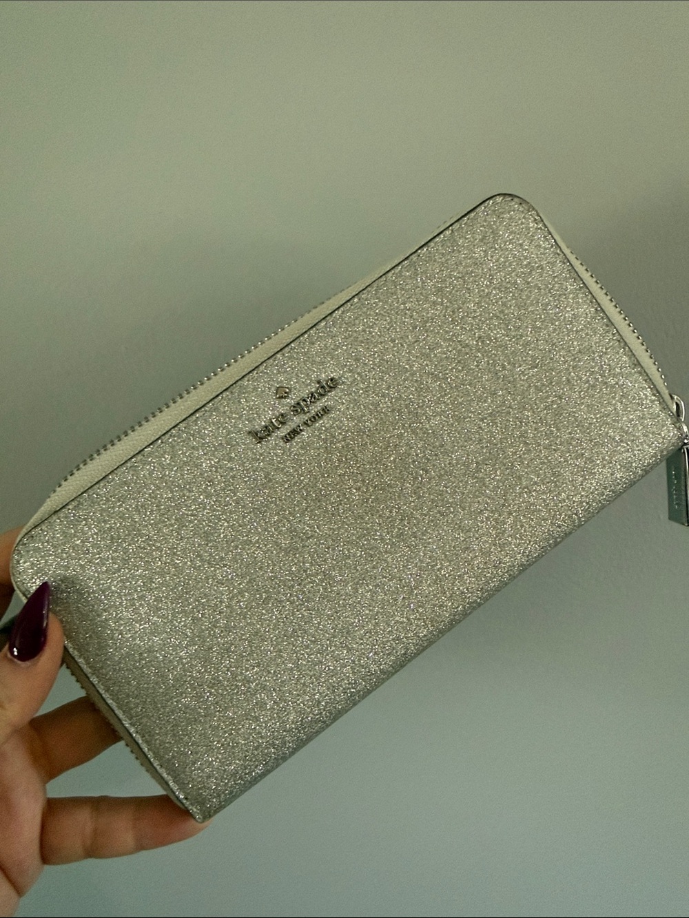 kate spade Silver Glitter Zip Wallet
